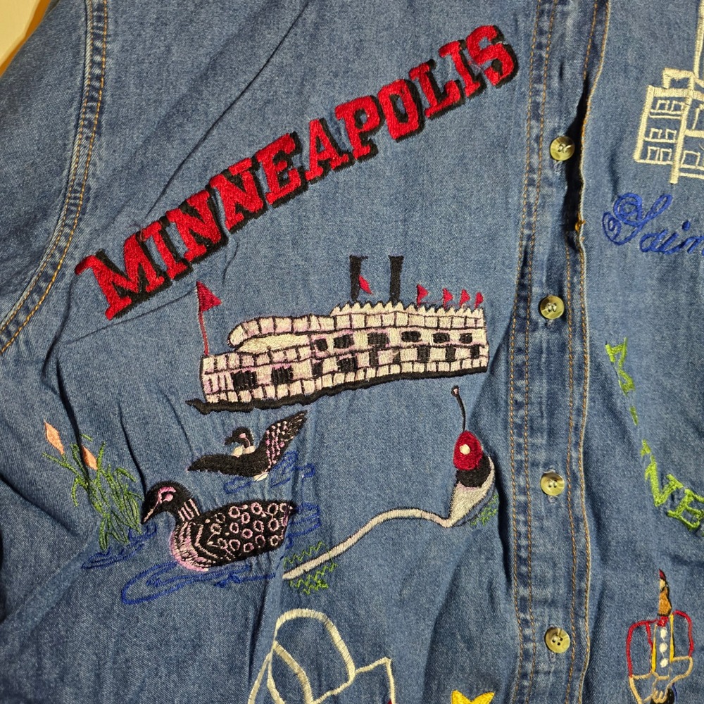 Jane Ashley #2 Large Denim Button-Up Shirt‎ Minnesota Minneapolis St Paul 1990s